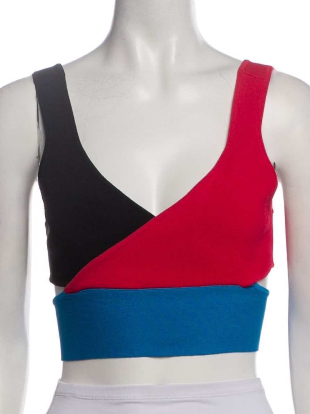 STAUD Trenton Color-block Cutout Crop Top - Marble Wave - XL